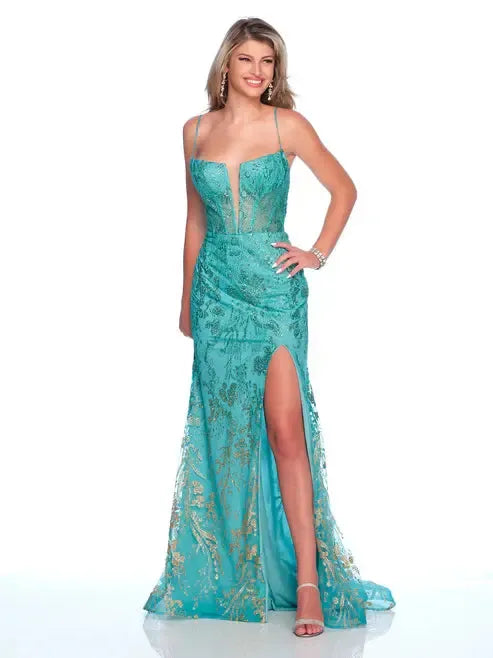 Turquoise & Gold Prom Dress-999 FORMAL - PROM-FORMAL SOCIETY