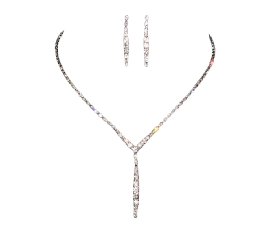 Fine Graduacted Line Drop Neck and Earring Set