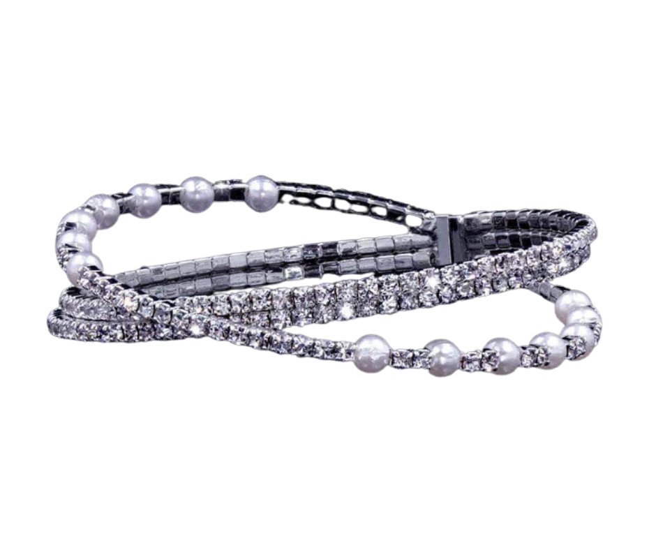 Pearl Criss Cross Wraparound Bracelet