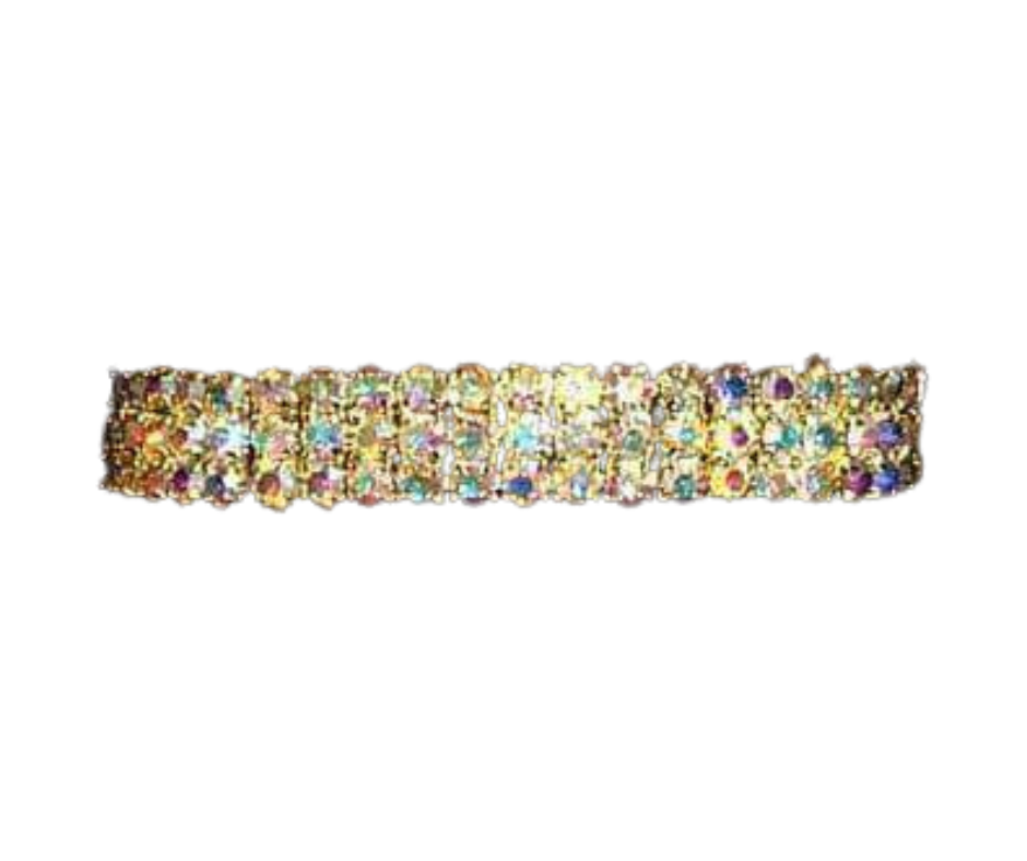 3 Row Stretch Rhinestone Bracelet - AB Gold