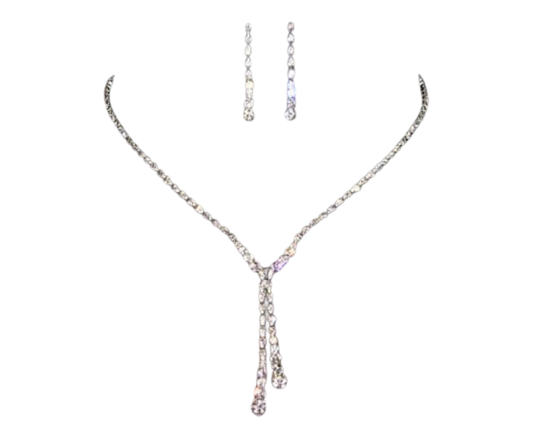 Fine Double Drop Necklace and Earring Set