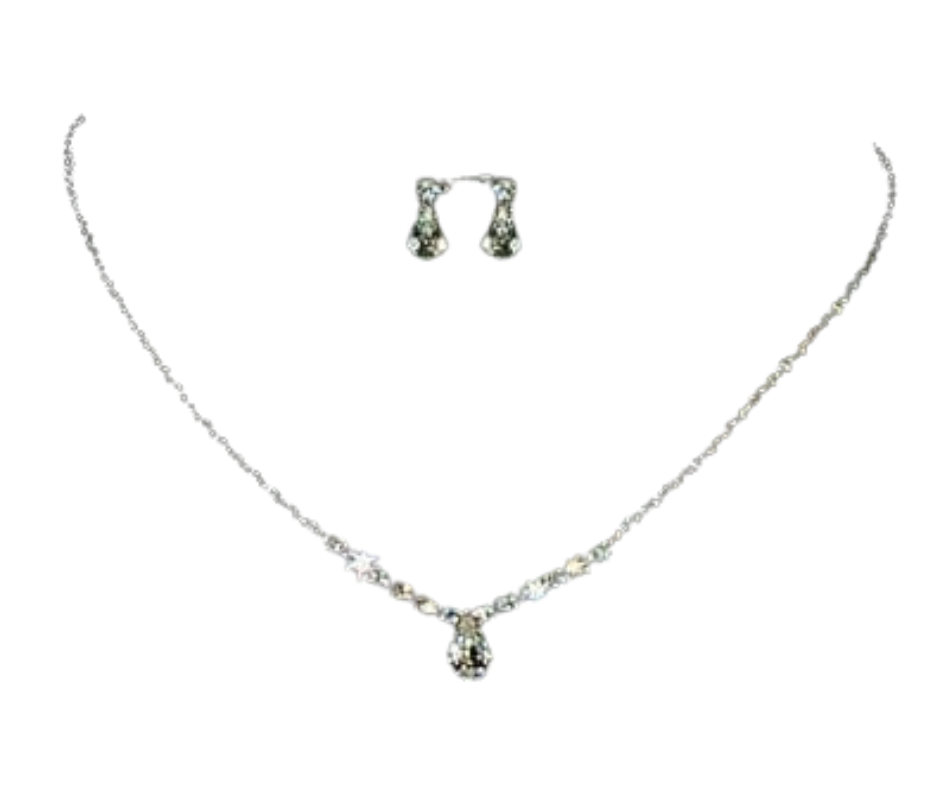 Pear Drop Rhinestone Necklace and Earring Set