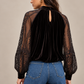 Velvet Lace Sleeve Blouse