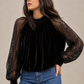 Velvet Lace Sleeve Blouse