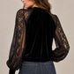 Velvet Lace Sleeve Blouse