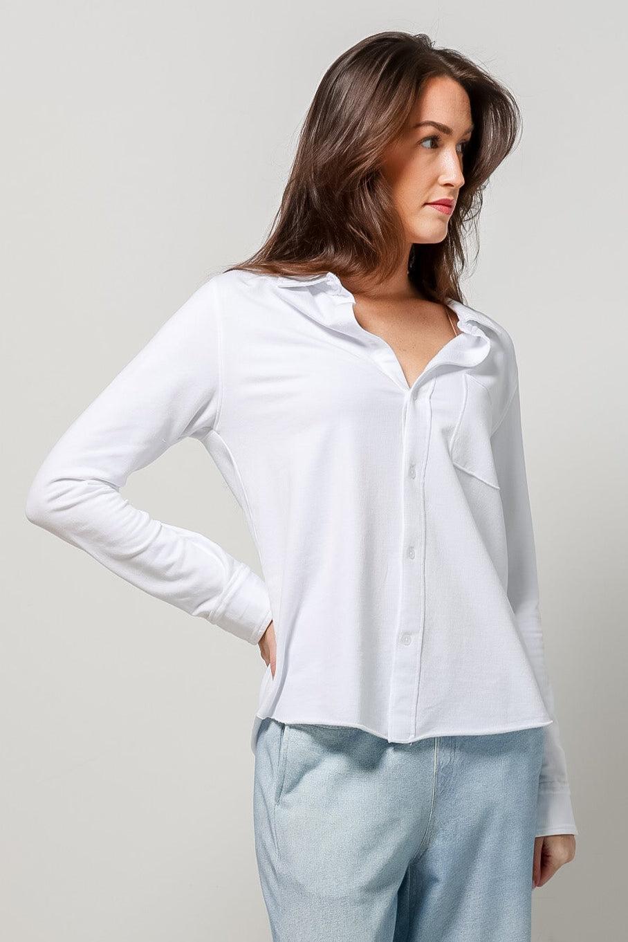 White Logan Shirt-310 RTW TOP - BLOUSE-FORMAL SOCIETY