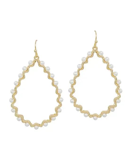 Zigzag Shape Teardrop Pearl Accent Earring-610 ACCESSORIES - EARRING-FORMAL SOCIETY