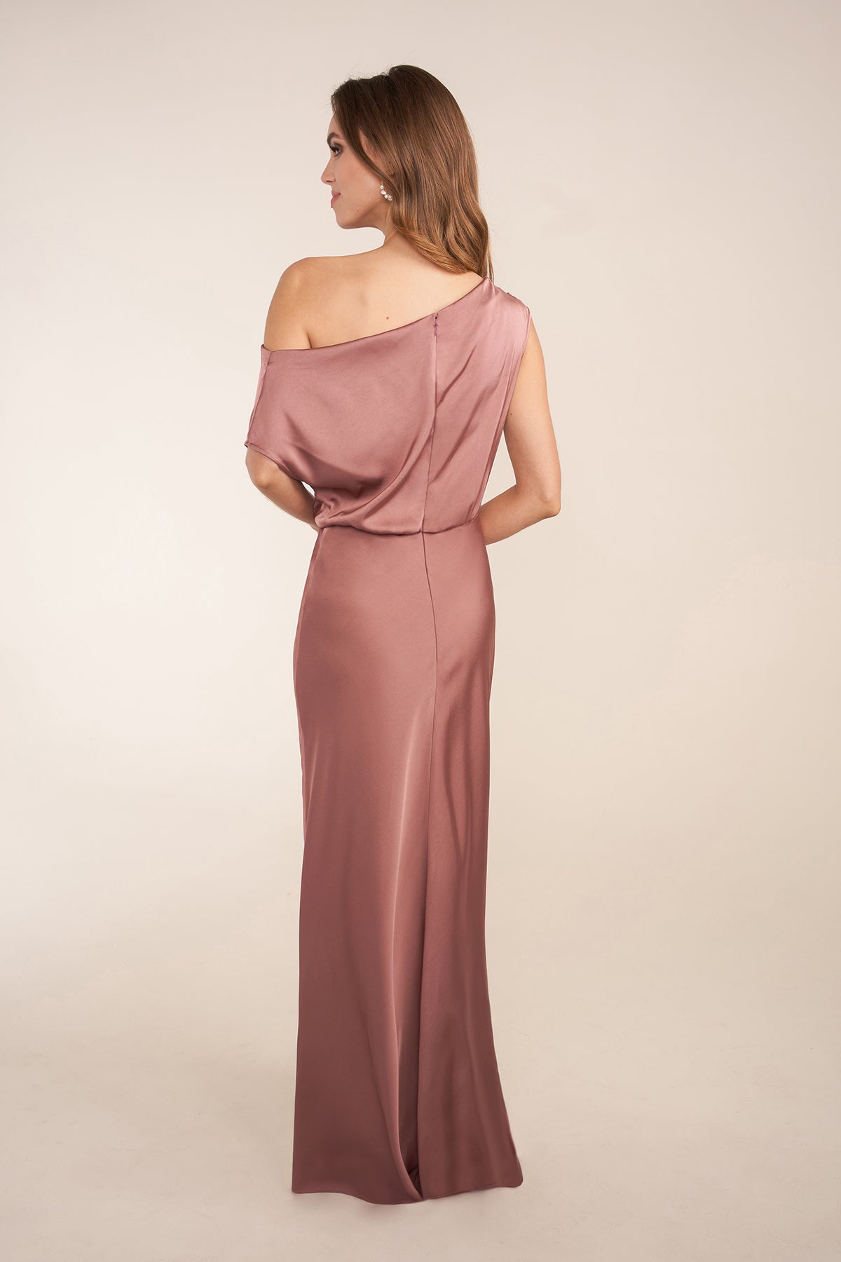 Custom Gown | Gorgeous Lux Charmeuse A-line Gown with Asymmetrical One Shoulder Design (Copy)