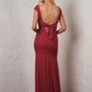 Custom Gown | Charlotte Chiffon Long Dress with High Boat Neckline