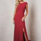 Custom Gown | Charlotte Chiffon Long Dress with High Boat Neckline