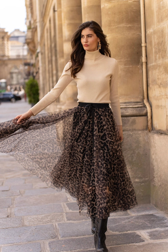 Aria Leopard Print Tulle Skirt