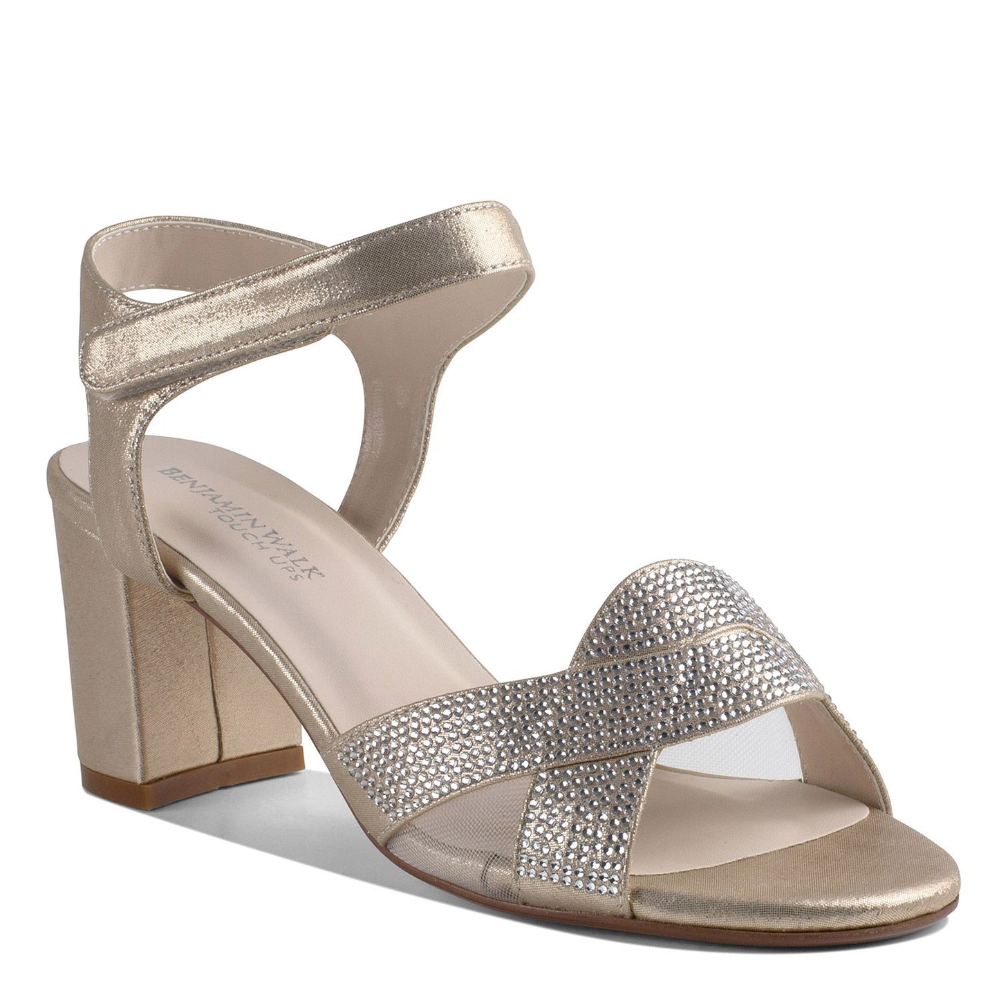 2.25 inch silver shimmer shoe with block heel
