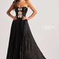 Colette by Daphne CL8520 Long Formal Pleated A Line Metallic Prom Dress