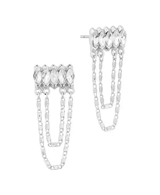 Crystal Chain Post Earring-610 ACCESSORIES - EARRING-FORMAL SOCIETY