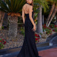 Fitted Prom Dress with Halter Neckline
