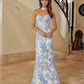 Long Strapless Jacquard Gown with Trumpet Skirt