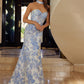 Long Strapless Jacquard Gown with Trumpet Skirt