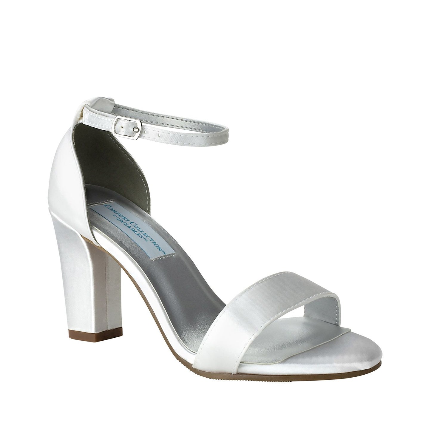 Dyeable open toe shoe with 2.5" heel and ankle strap