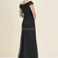 J195057 Long Portrait Neckline Jade Tiffany Chiffon MOB Dress with Slit