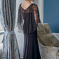 K218054 Matte Jersey MOB Dress with Beaded Cape & Boat Neckline