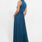 K278011 Dreamy Jade Tiffany Chiffon A-line Gown with Halter Neckline and Ruched Waistband with 3D Flower