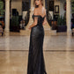 Off the Shoulder Fully Beaded Prom Dress