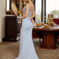 Fitted Off Shoulder Shimmer Jersey Gown