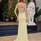 Fitted Off Shoulder Shimmer Jersey Gown
