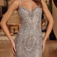 Peaked Neckline Beaded-Prom-Dress
