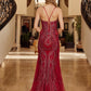 Peaked Neckline Beaded-Prom-Dress