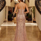 Peaked Neckline Beaded-Prom-Dress