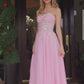 Stapless Applique Chiffon Prom Dress