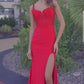 Stretch Jersey Prom Dress with V-Neckline