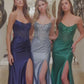 Shiny Satin Strapless Fitted Prom Dress with Scoop Necklain
