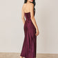 Satin Strapless Lace Hem Midi Dress