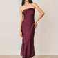 Satin Strapless Lace Hem Midi Dress
