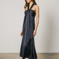 Satin Twist Front Halter Maxi Dress