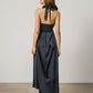 Satin Twist Front Halter Maxi Dress