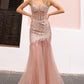 Beaded Sleeveless Sheer Mermaid Prom Dress