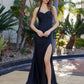 Fitted Jersey Halter Neckline Prom Dress