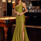 Fitted Jersey Halter Neckline Prom Dress