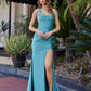 Fitted Jersey Halter Neckline Prom Dress