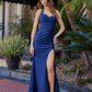 Fitted Jersey Halter Neckline Prom Dress