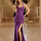 Fitted Jersey Halter Neckline Prom Dress