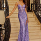 Sleeveless V-Neck Full Sequined Prom Gown