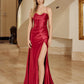 Satin Prom Dress with Cowl Neck and Spaghettic Straps