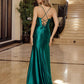 Satin Prom Dress with Cowl Neck and Spaghettic Straps
