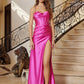 Satin Prom Dress with Cowl Neck and Spaghettic Straps