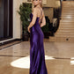 Satin Prom Dress with Cowl Neck and Spaghettic Straps
