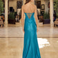 Strapless Shiny Stretch Satin Prom Dress